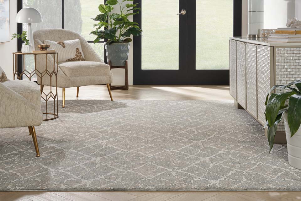 grey area rug pattern in living room